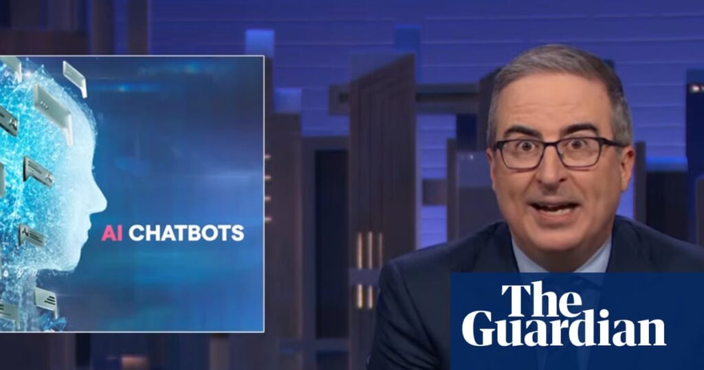 John Oliver on AI chatbots: ‘Behind that machine is a corporation trying to extract a monthly fee from you’ | John Oliver John Oliver on AI chatbots: ‘Behind that machine is a corporation trying to extract a monthly fee from you’ | John Oliver