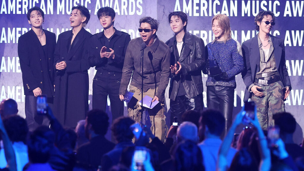 Inside the 2026 American Music Awards: BTS, Queen Latifah, More Jung Kook, V, Jin, RM, Suga, Jimin and Jeongjin Park of BTS accept the Artist of the Year award onstage at The 52nd American Music Awards held at the MGM Grand Garden Arena on May 25, 2026 in Las Vegas, Nevada.