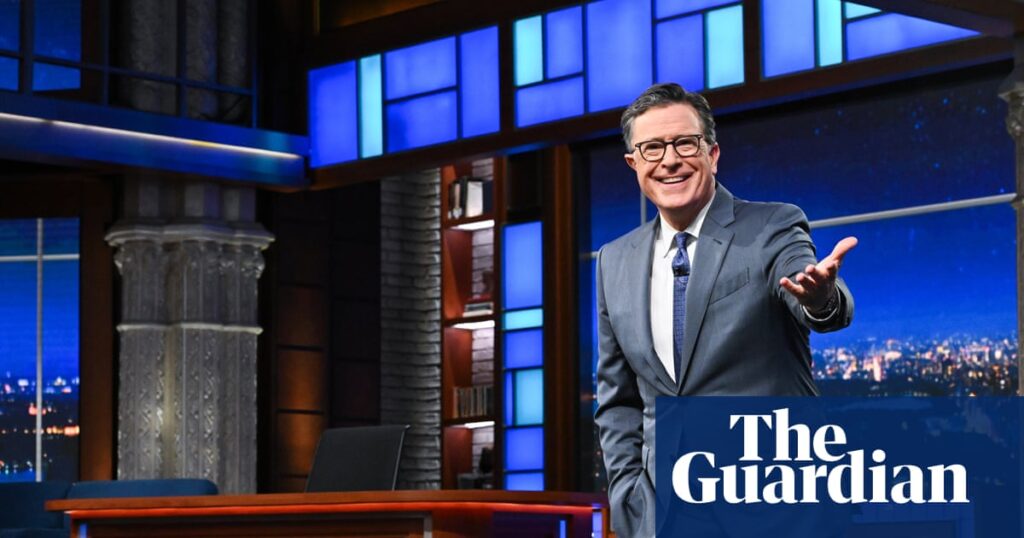 ‘He had a unique ability to be human’: late-night TV says goodbye to Stephen Colbert | Stephen Colbert