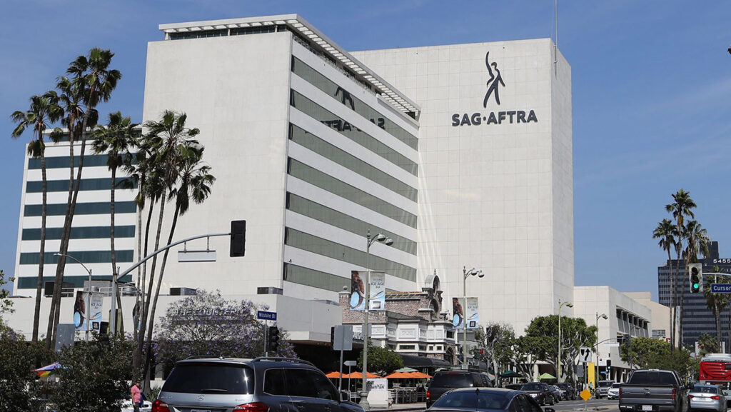 SAG-AFTRA Ratifies 4-Year Deal With Studios A general exterior view of the SAG/AFTRA building is seen on May 11, 2016 in the Miracle Mile District of Los Angeles, California.